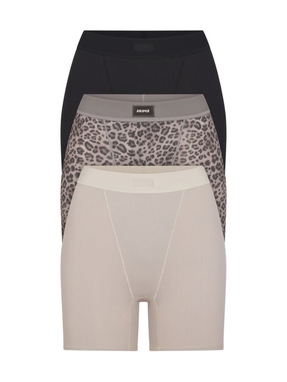 NIB SKIMS 3-Pack Sculpting Bike Shorts — Black, Leopard, Nude